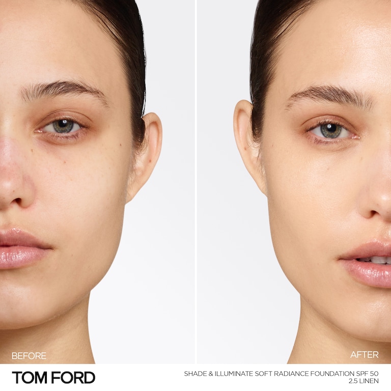 Shade and Illuminate Soft Radiance Foundation SPF 50, Linen, 2.5, 30ml, Model, Light Skin Tone