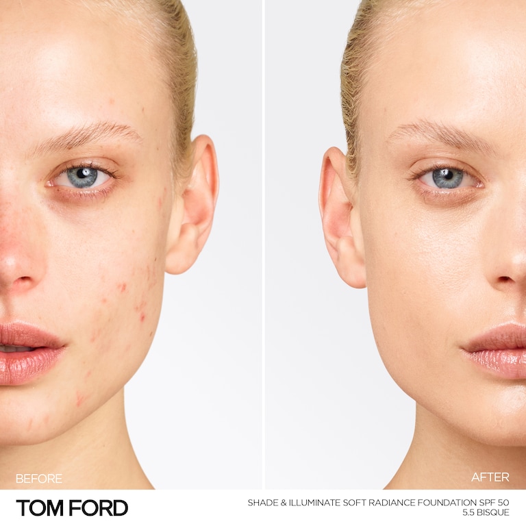 Shade and Illuminate Soft Radiance Foundation SPF 50, Bisque, 5.5, 30ml, Model, Light Skin Tone