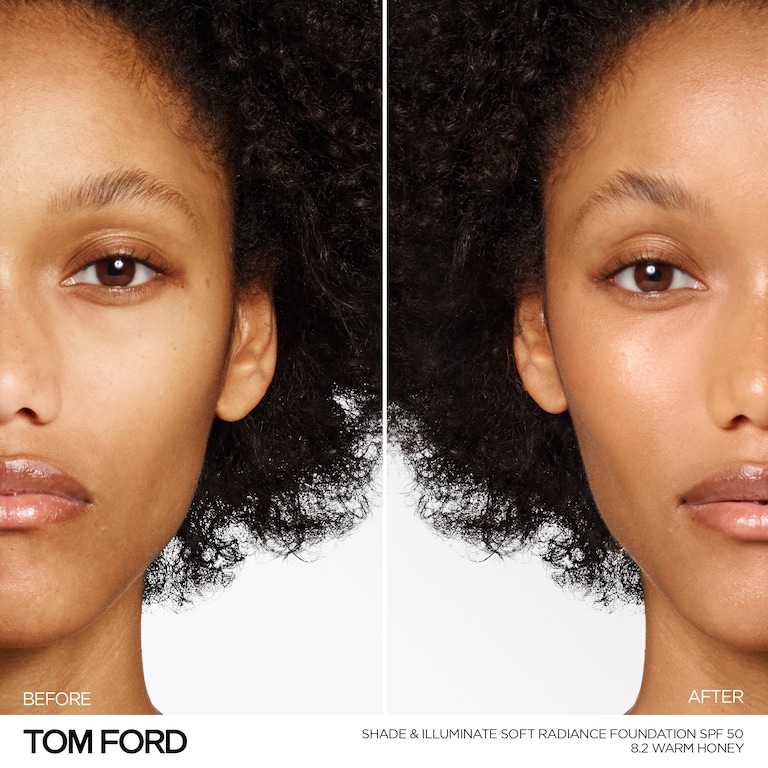 Shade and Illuminate Soft Radiance Foundation SPF 50, Warm Honey, 8.2, 30ml, Model, Deep Skin Tone