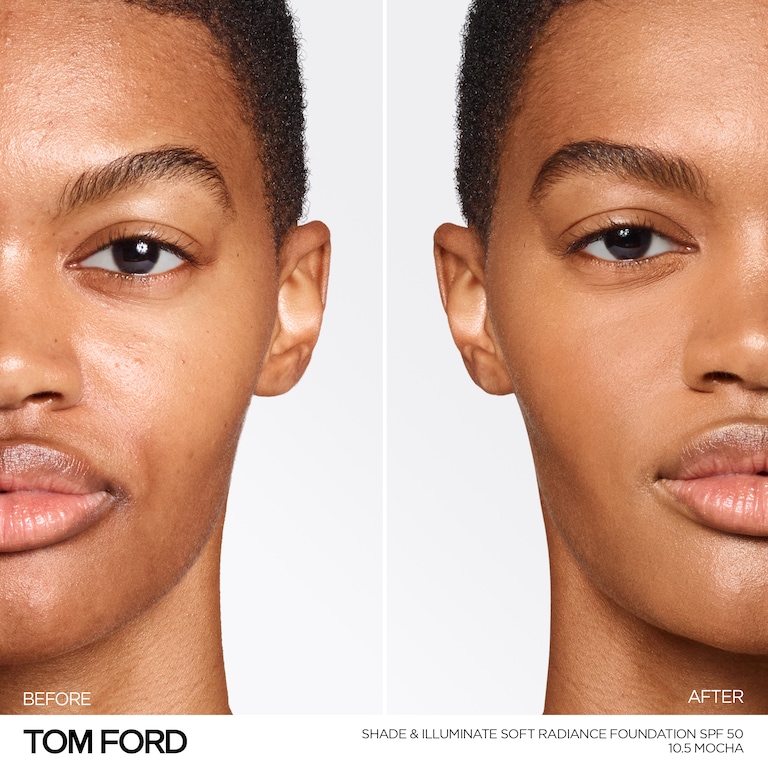 Shade and Illuminate Soft Radiance Foundation SPF 50, Mocha, 10.5, 30ml, Model, Deep Skin Tone