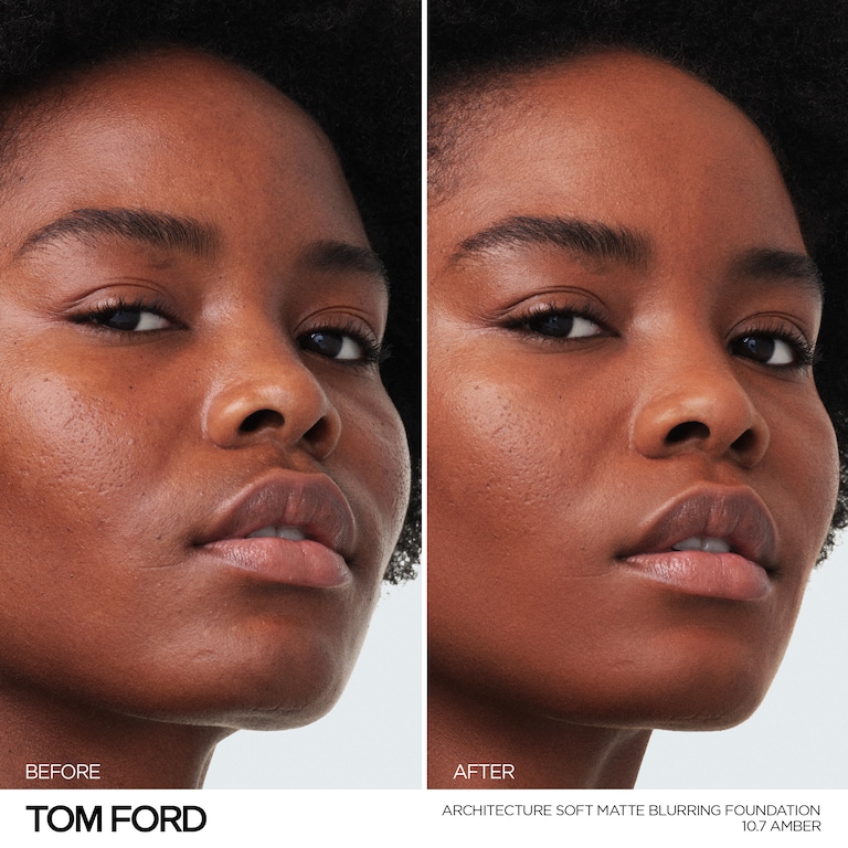 Architecture Soft Matte Blurring Foundation, Amber , 30ml, Model, Deep Skin Tone